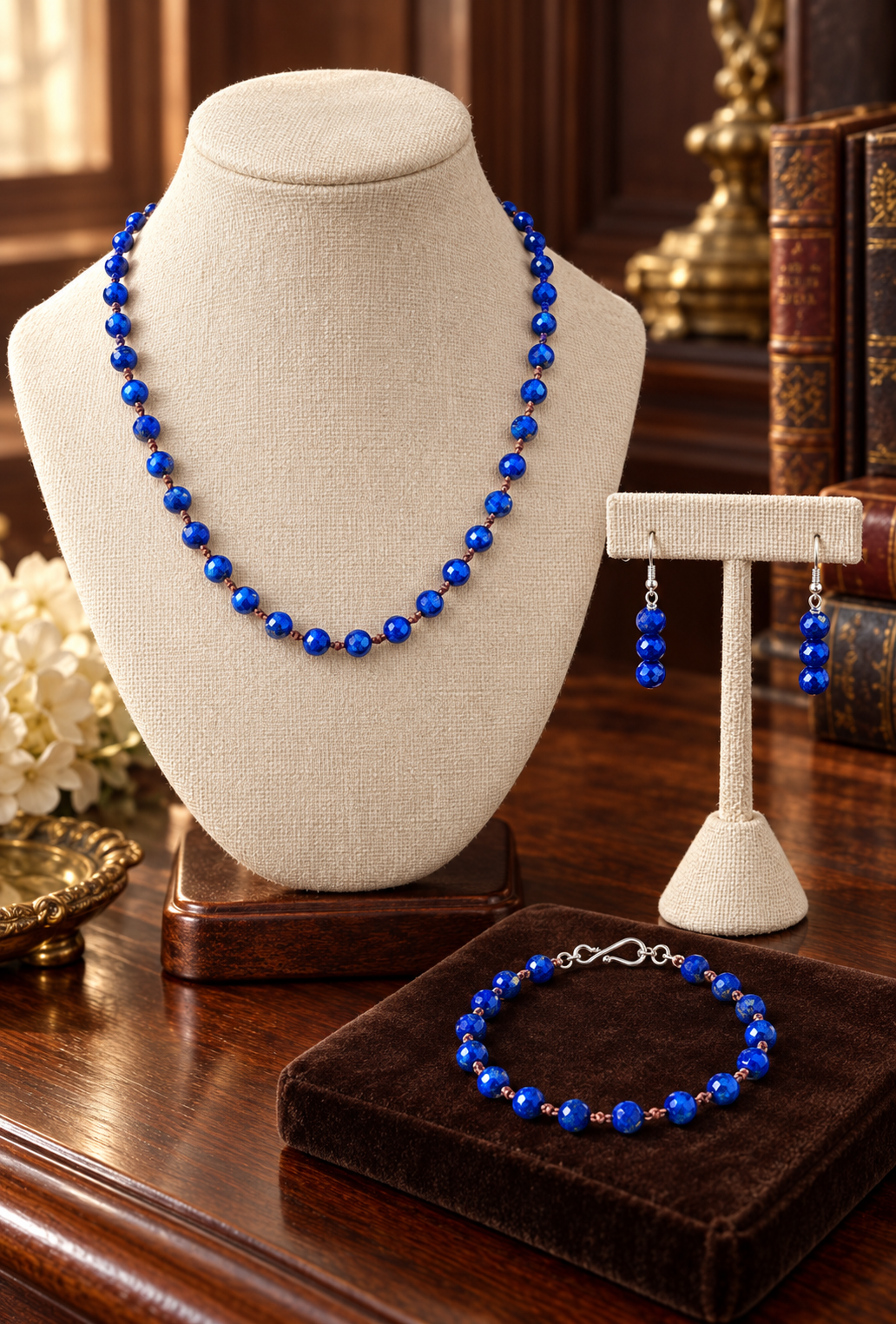 Blue Faceted Jade Set