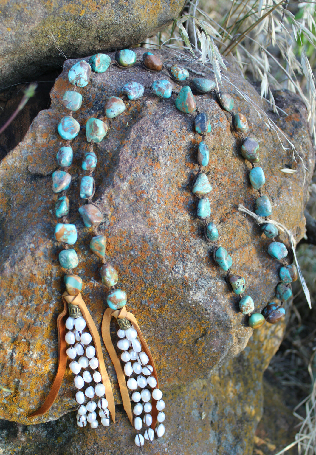 Turquoise & Freshwater Pearl  Lariat